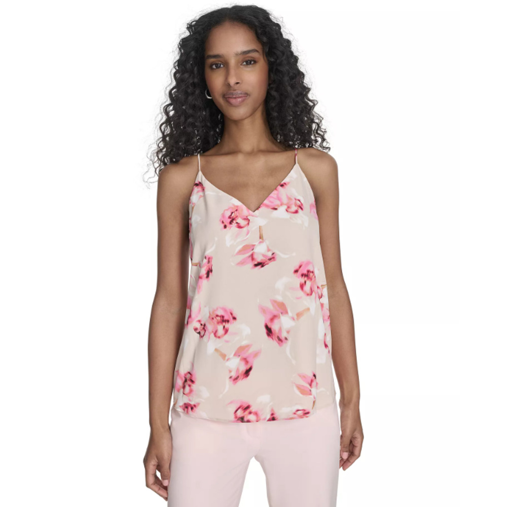 Calvin Klein Women's Printed V-Neck Sleeveless Top Floral Size XS 13698